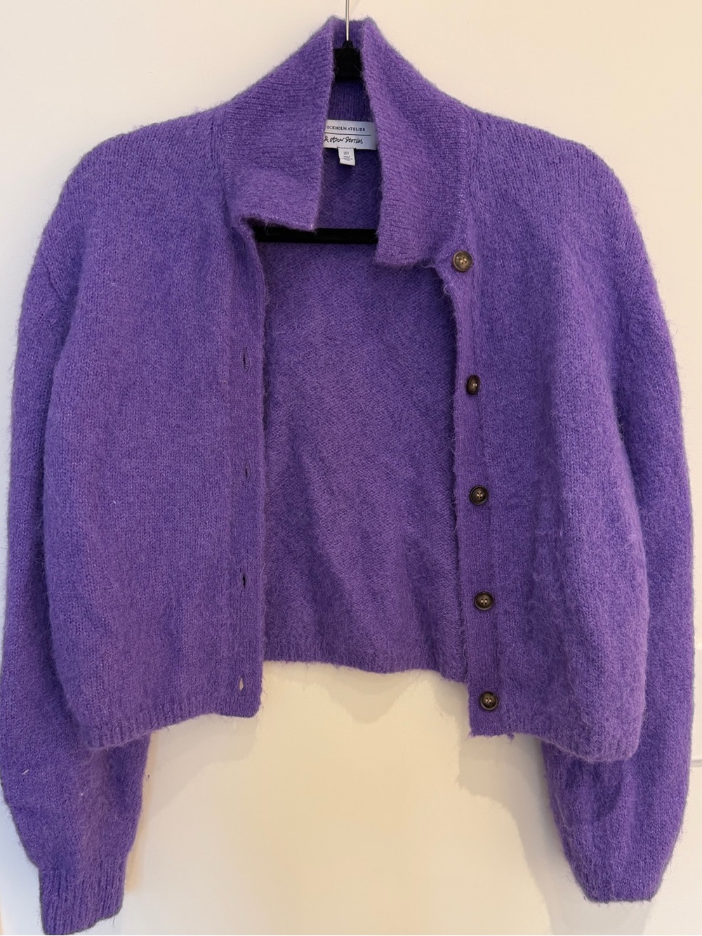 & Other Stories Purple Mohair-Blend Button Cardigan